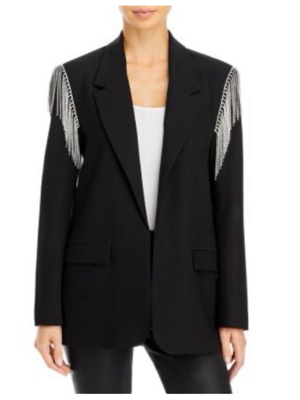 BB Dakota by Steve Madden Black Blazer with Silver Crystal Fringe
